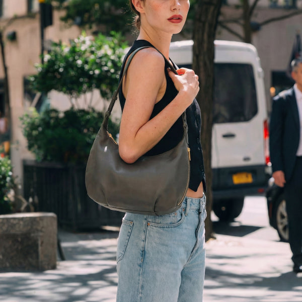 Lo & Sons Aoyama 2 Leather Crescent Crossbody Bag - Green
