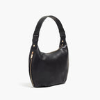 side view of the Aoyama 2 Leather in Black with Gold hardware