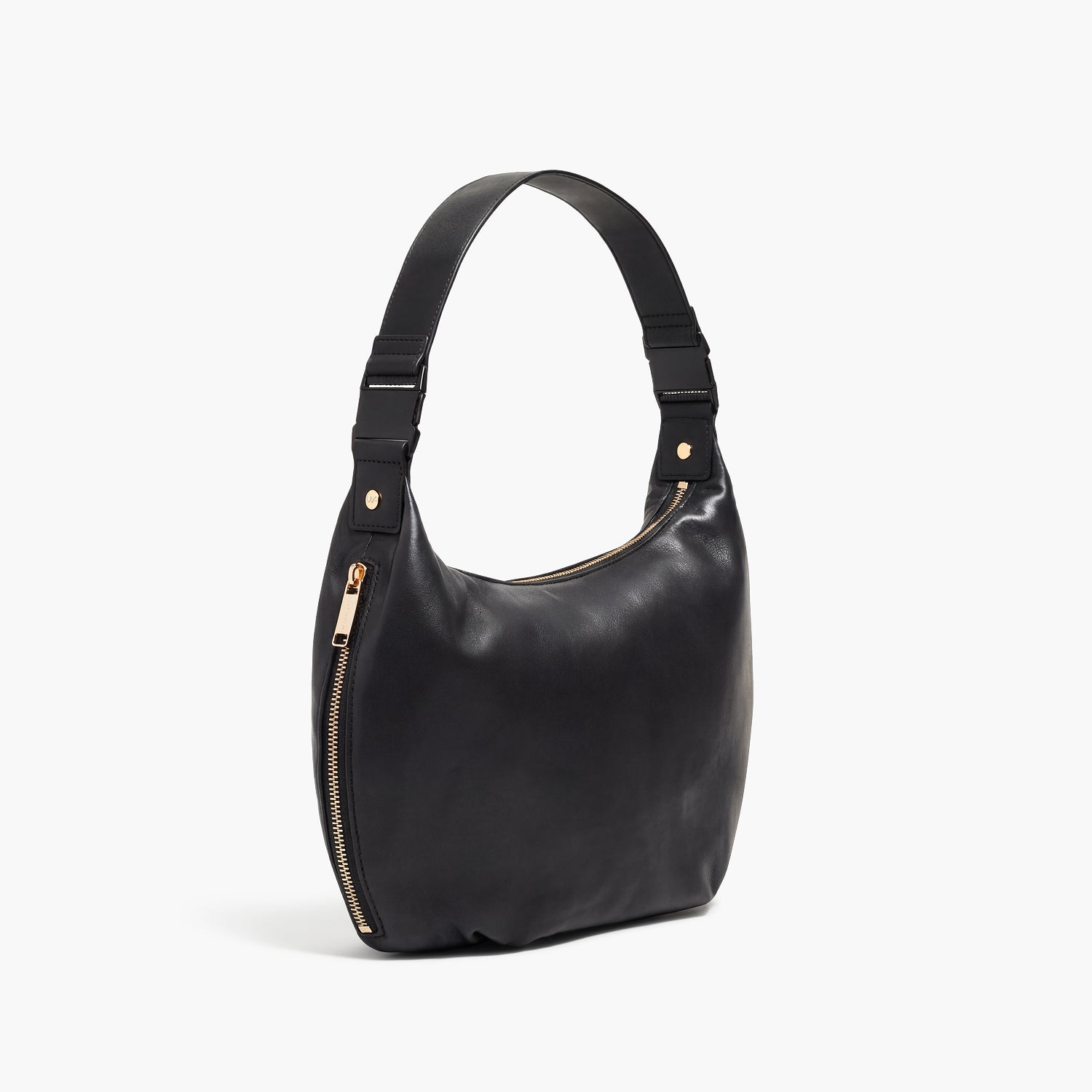 side view of the Aoyama 2 Leather in Black with Gold hardware