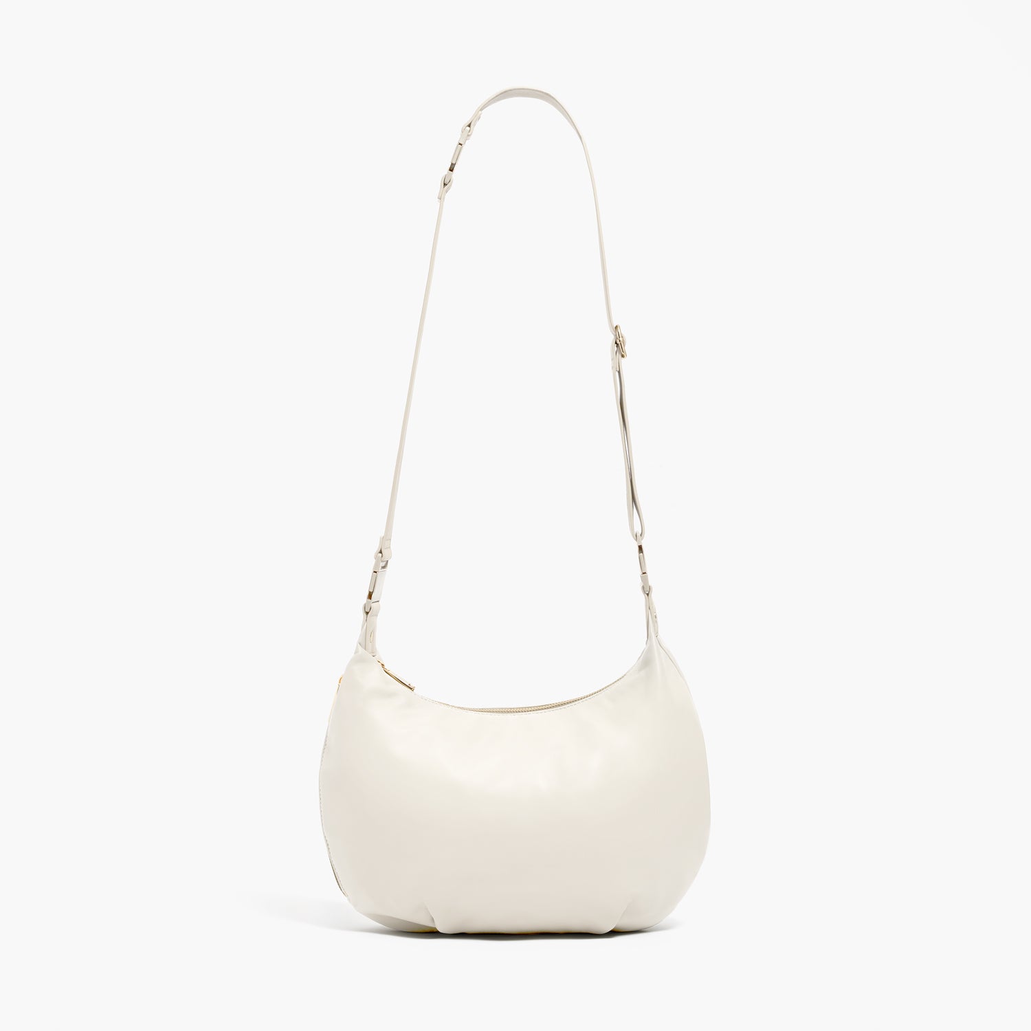 front view of Aoyama Leather in Ivory with crossbody strap length