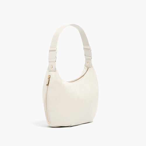 side view of Aoyama 2 Leather in Ivory with shoulder strap length