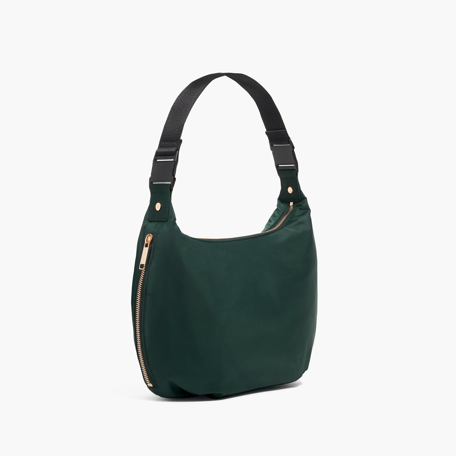 Lo & Sons Aoyama 2 Nylon Crescent Crossbody Bag - Dark Green/Gold