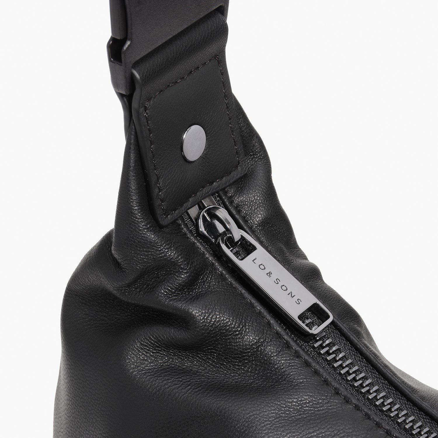 Lo & Sons Aoyama Crossbody Bag - Leather - Black/Gunmetal/Grey