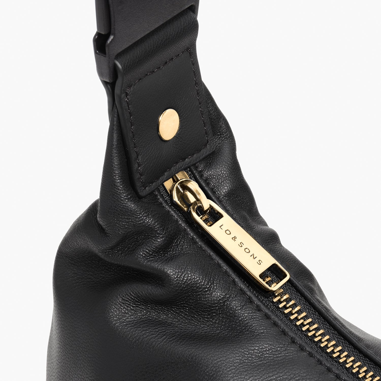 Lo & Sons Aoyama Crossbody Bag - Leather - Black/Gold/Camel