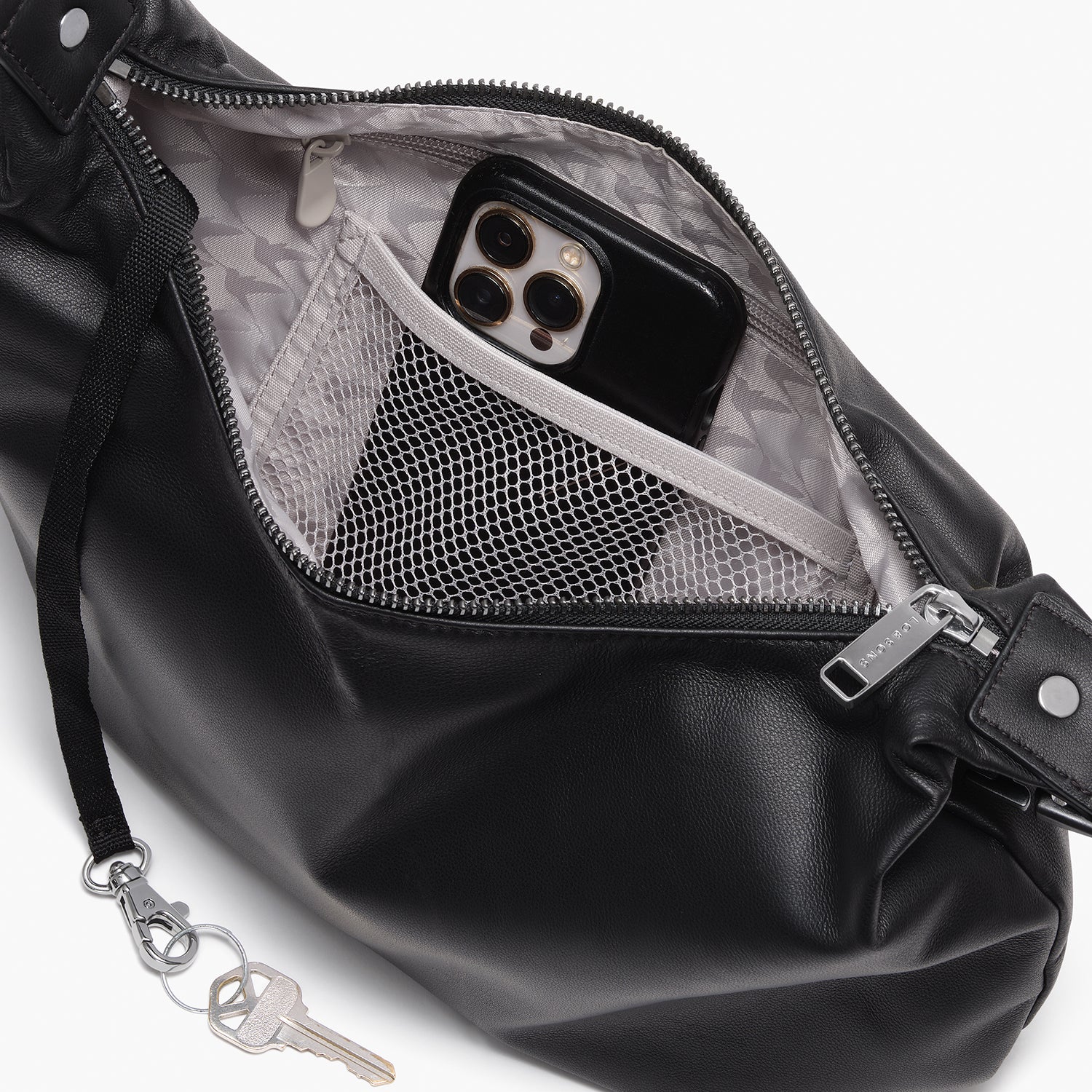 Lo & Sons Aoyama Crossbody Bag - Leather - Black/Gunmetal/Grey