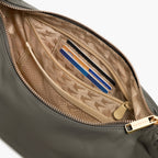 interior view of card and zipper pockets of Aoyama 2 Leather in Green