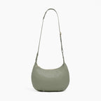 front view of Aoyama 2 Leather in olive with a long crossbody strap length