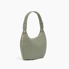 side view of Aoyama 2 Leather in olive with a short shoulder strap length
