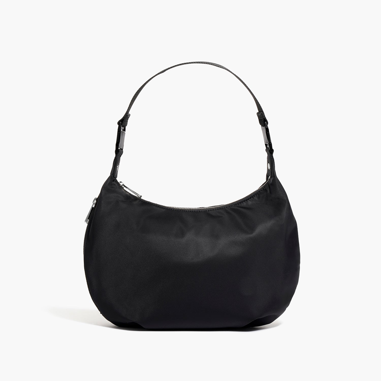 front view of Aoyama 2 Nylon in black with gunmetal hardware and a short shoulder strap length