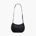 front view of Aoyama Nylon in Black with Gold Hardware with the long crossbody strap length