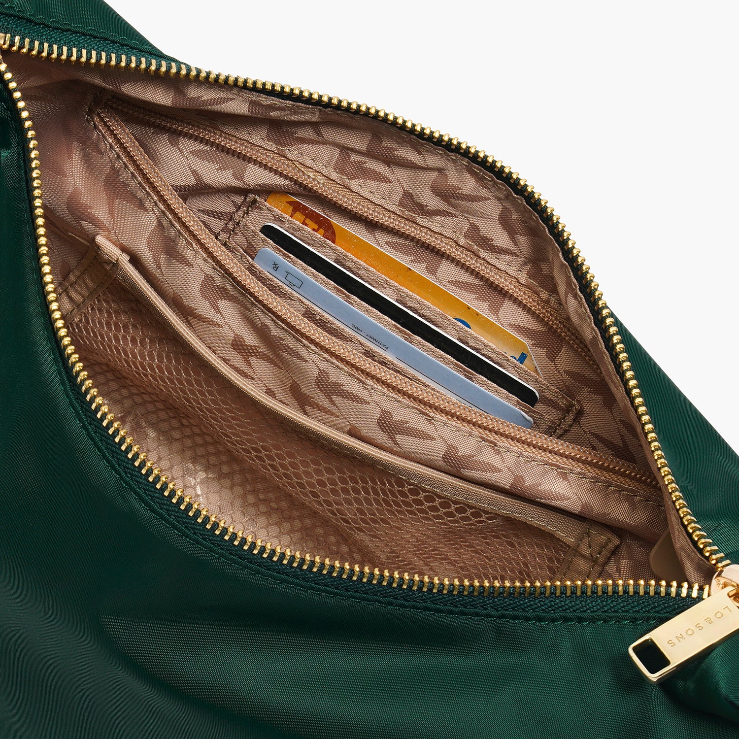 interior card pocket view of Aoyama Nylon in dark green