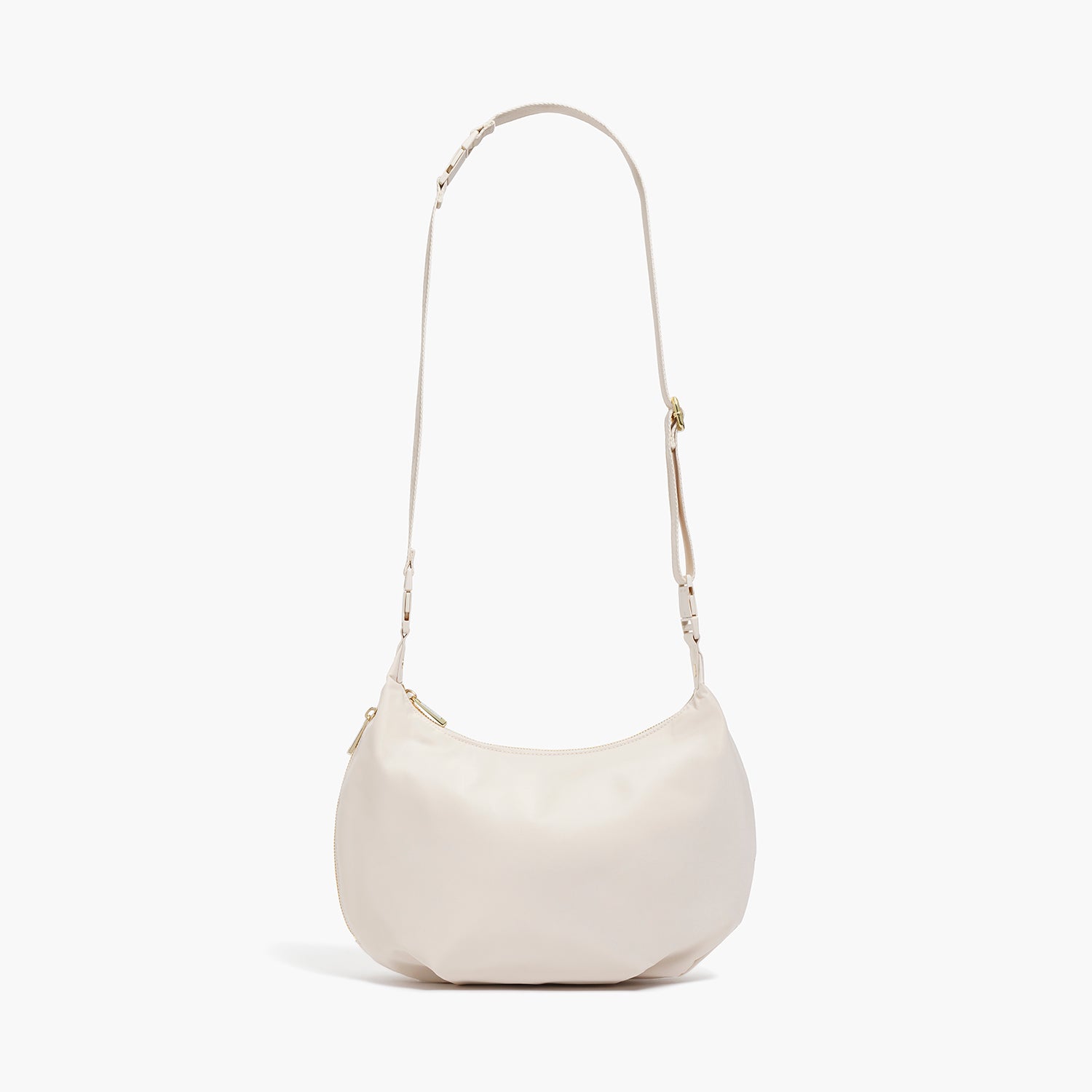 Lo & Sons Aoyama 2 Nylon Crescent Crossbody Bag - Ivory/Gold/Camel