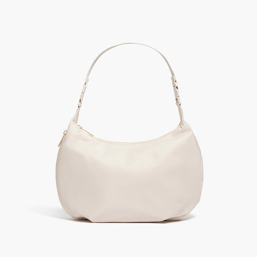 front view of Aoyama Nylon in Ivory with a short shoulder strap length