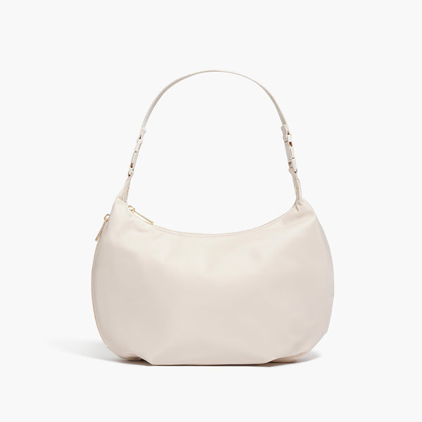Lo & Sons Aoyama 2 Nylon Crescent Crossbody Bag - Ivory/Gold/Camel