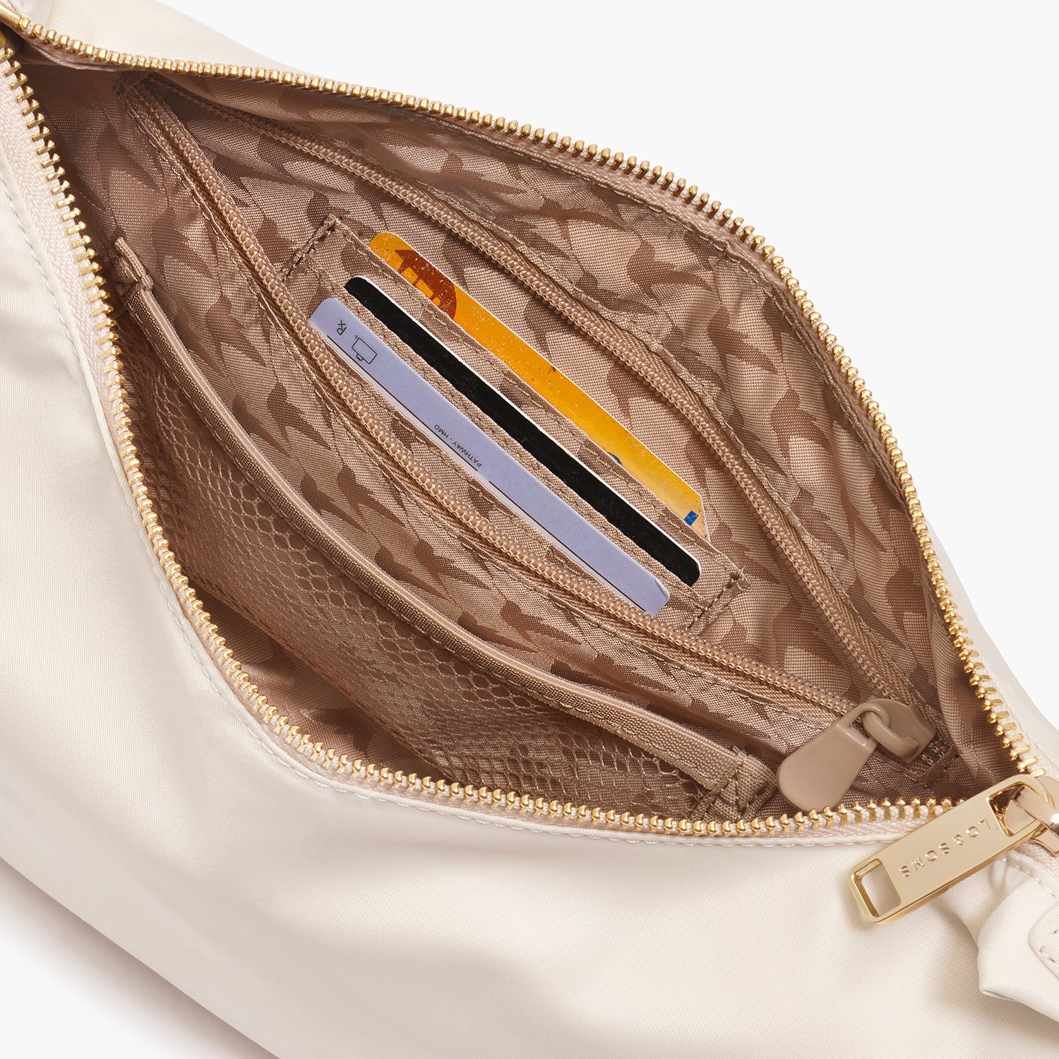 interior card pockets of Aoyama Nylon in ivory