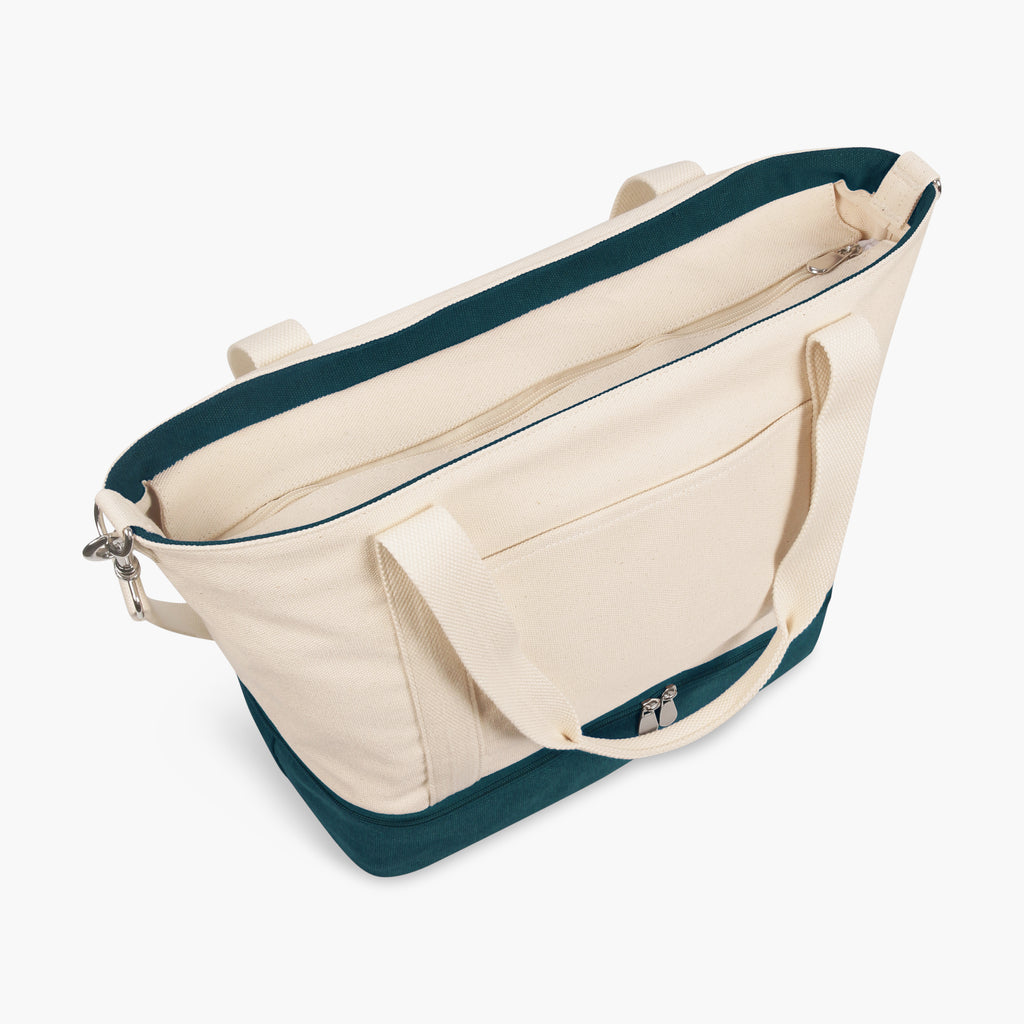 Catalina Deluxe Tote - Eco Friendly Canvas - Dark Green Colorblock