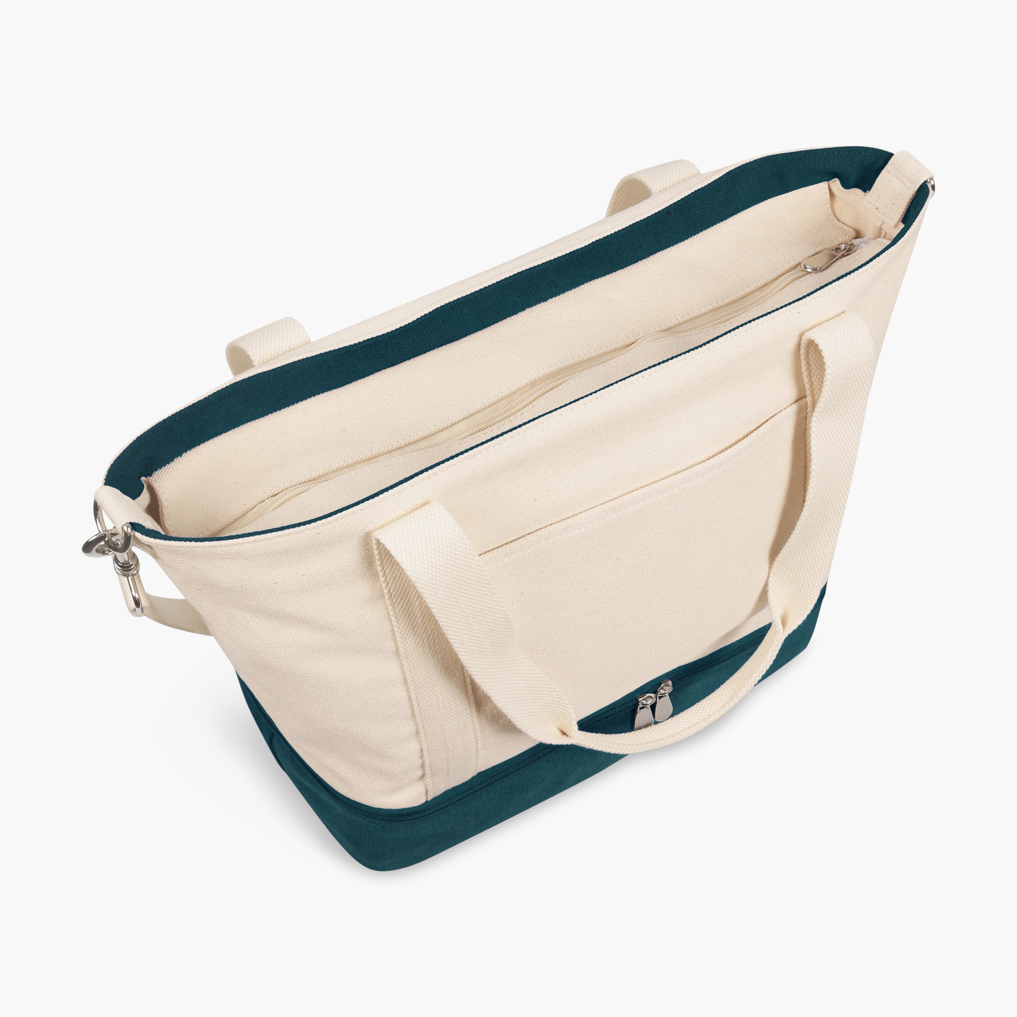Catalina Deluxe Tote - Eco Friendly Canvas - Dark Green Colorblock