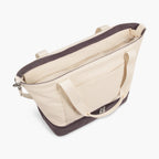 3/4 overhead view of the Catalina Deluxe Tote in thistle colorblock 