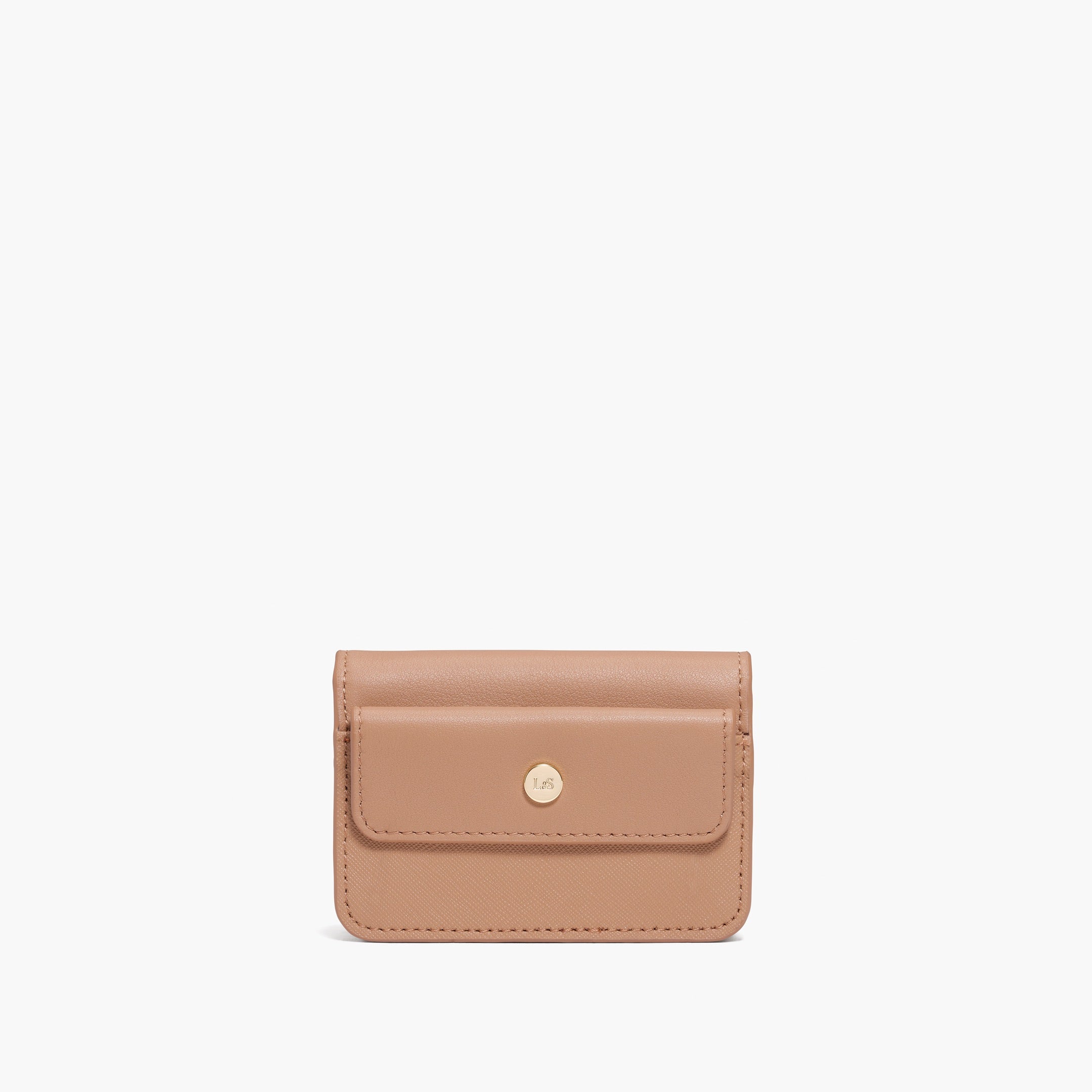 Back - Compact Wallet - Saffiano Leather - Dark Tan - Small Accessory - Lo & Sons