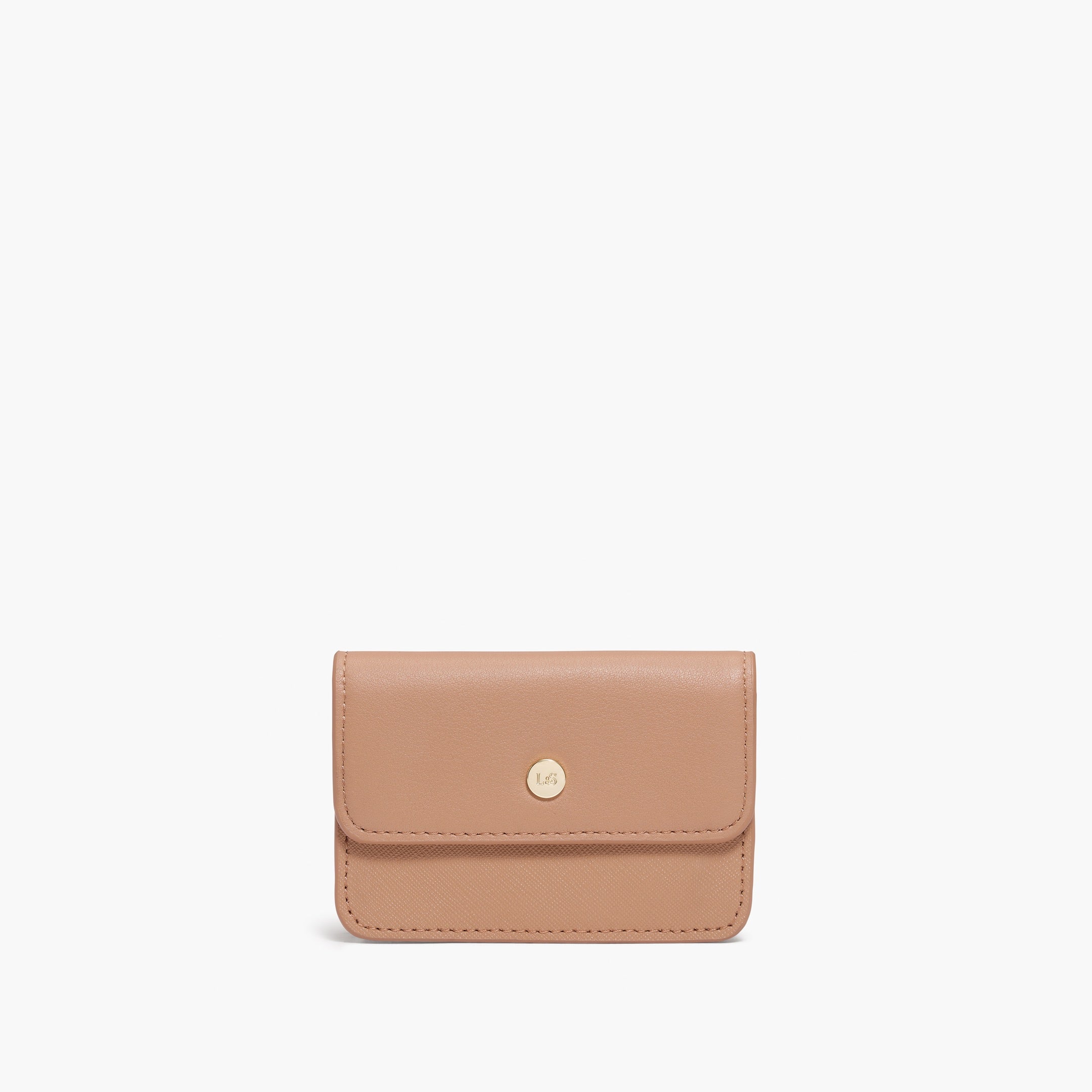 Front - Compact Wallet - Saffiano Leather - Dark Tan - Small Accessory - Lo & Sons