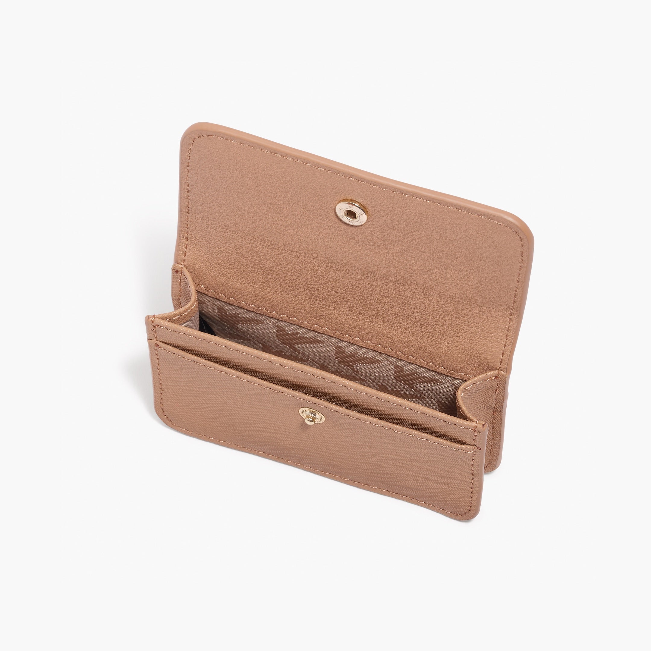 Open - Compact Wallet - Saffiano Leather - Dark Tan - Small Accessory - Lo & Sons