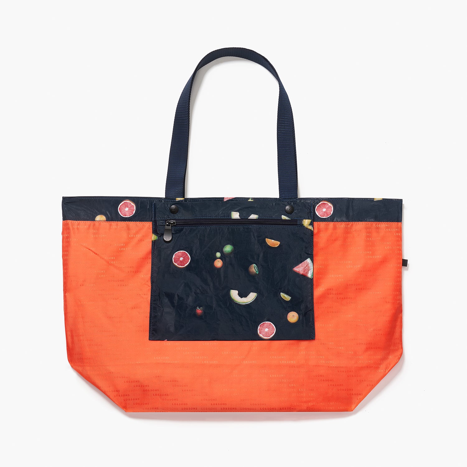 Lo & Sons Del Mar Packable Tote Large - Tyvek - Navy Fruit Lo & Sons Del Mar Packable Tote Large - Tyvek - Navy Fruit