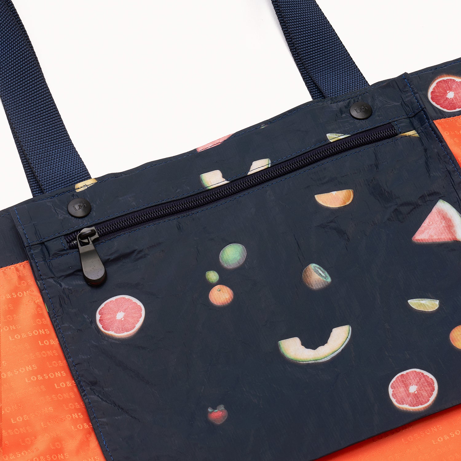 Del Mar Packable Tote Large - Tyvek - Navy Fruit