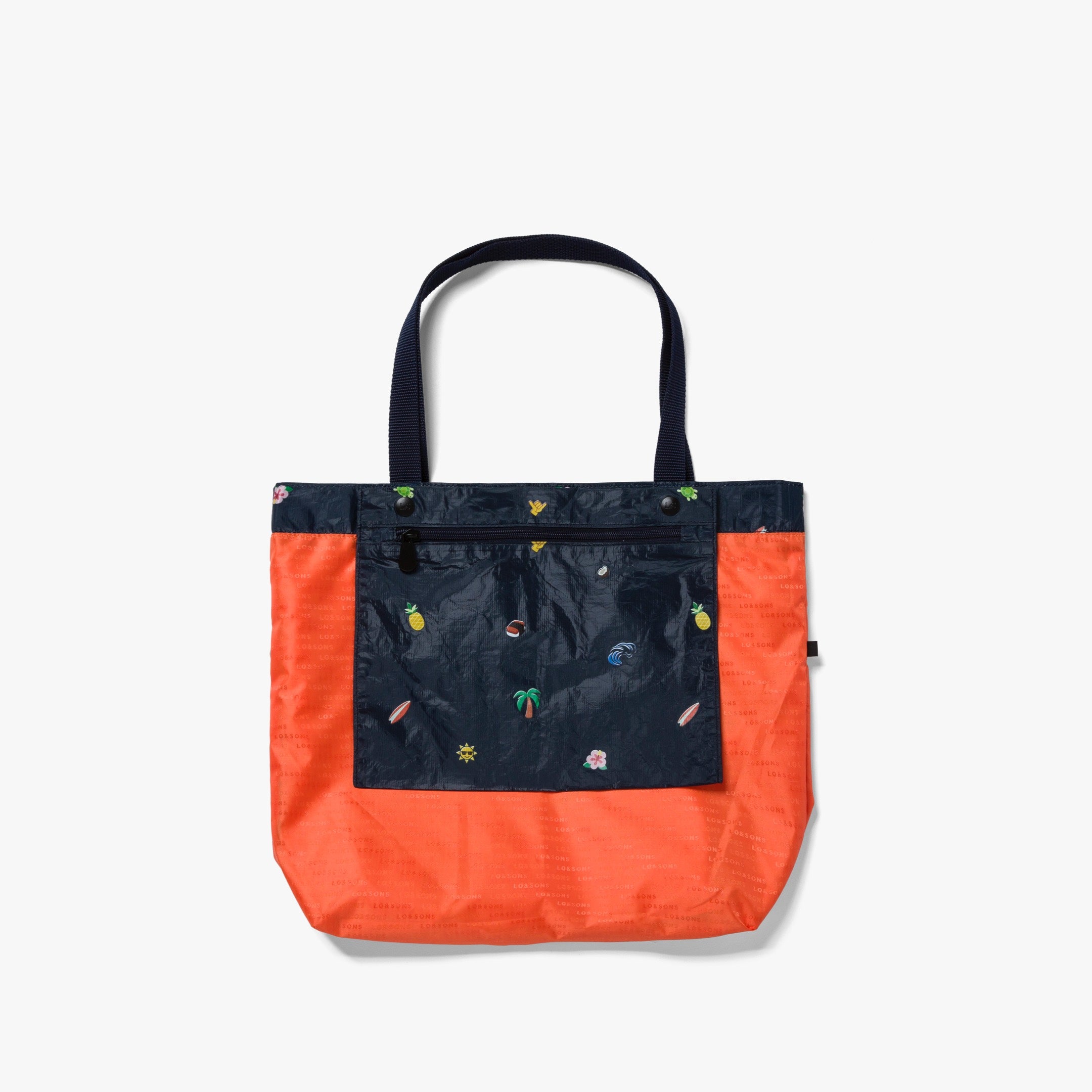 Interior pouch - The Del Mar Packable Tote Small - Navy Hawaii Emoji - Lo & Sons