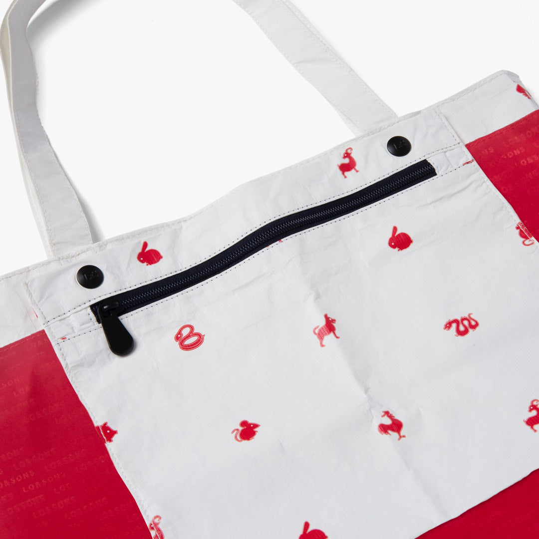 Del Mar Packable Tote Large - Tyvek - White Zodiac