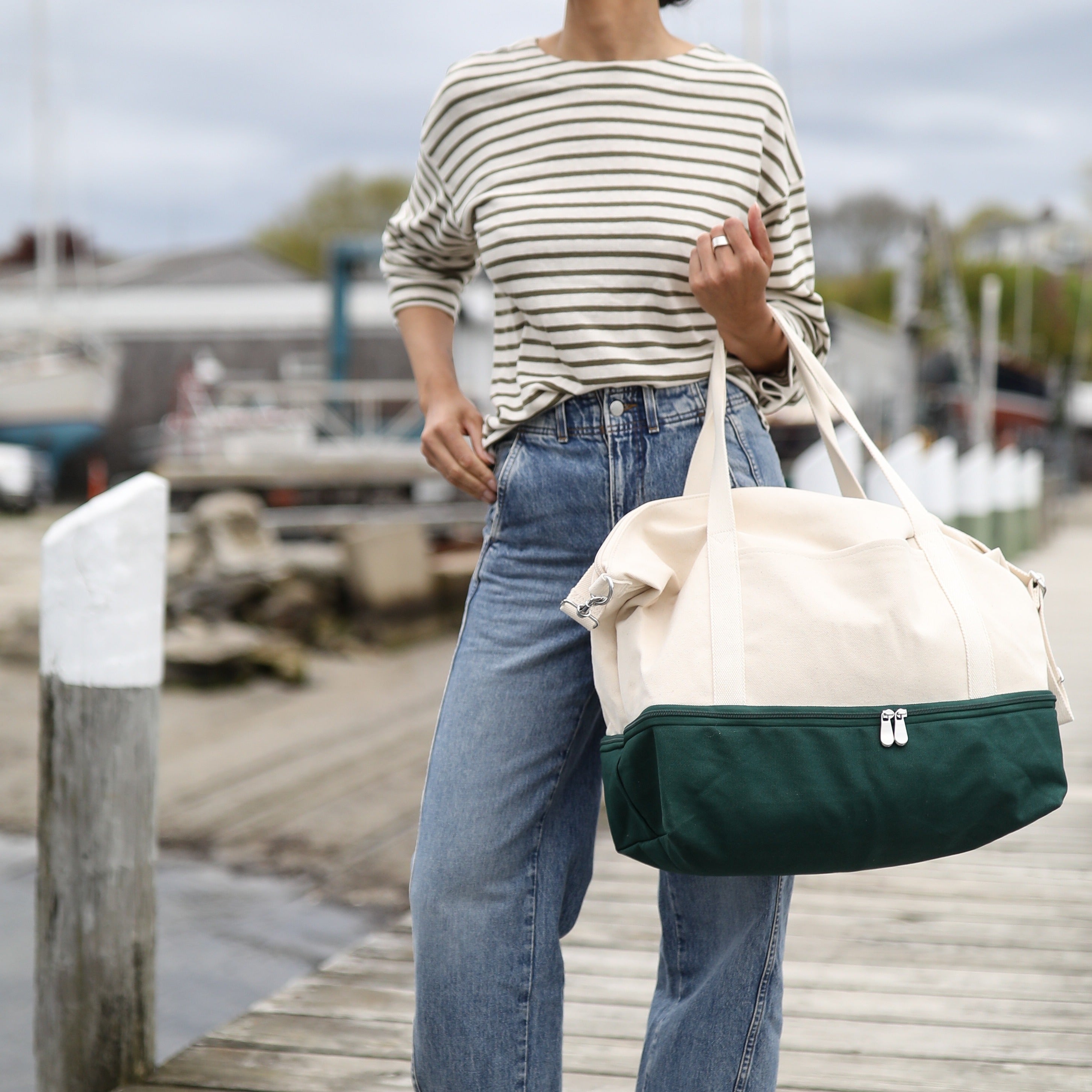 Catalina Deluxe Small - Eco Friendly Canvas - Dark Green Colorblock