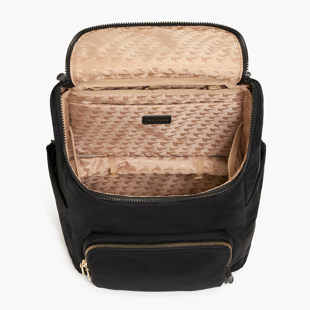 Melrose Rucksack - Recycled Nylon - Black / Gold / Camel