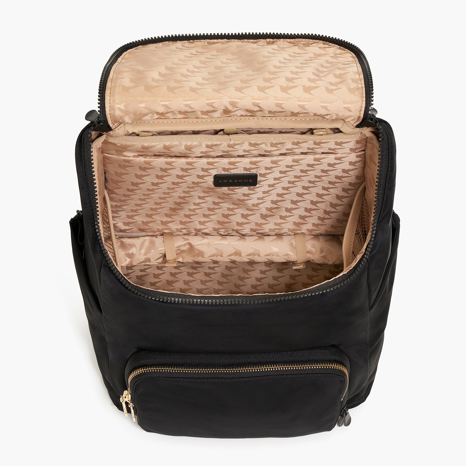 Melrose Rucksack - Recycled Nylon - Black / Gold / Camel