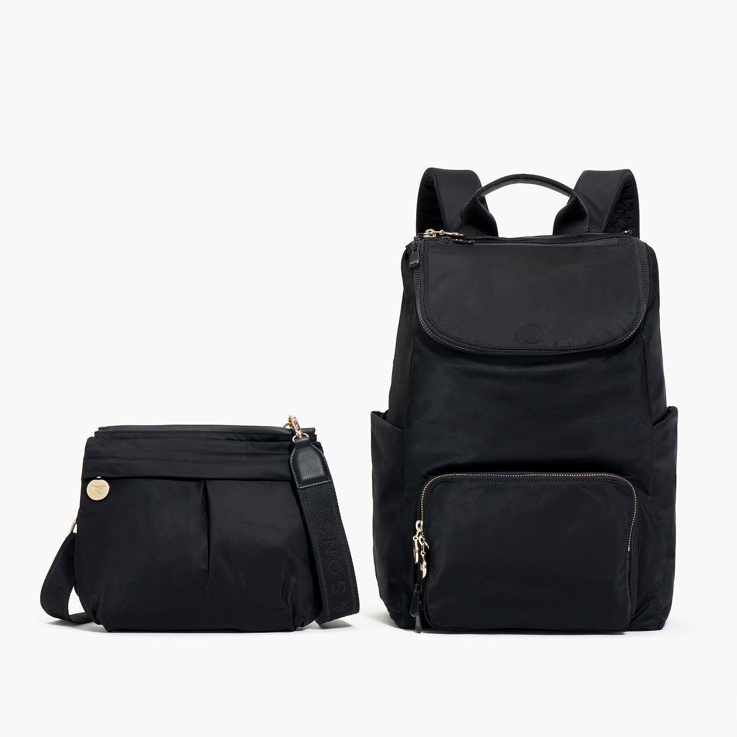 Melrose Rucksack - Recycled Nylon - Black / Gold / Azure