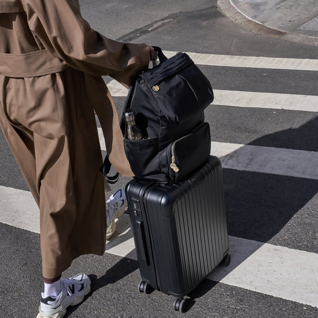 Melrose Rucksack - Recycled Nylon - Black / Gold / Camel