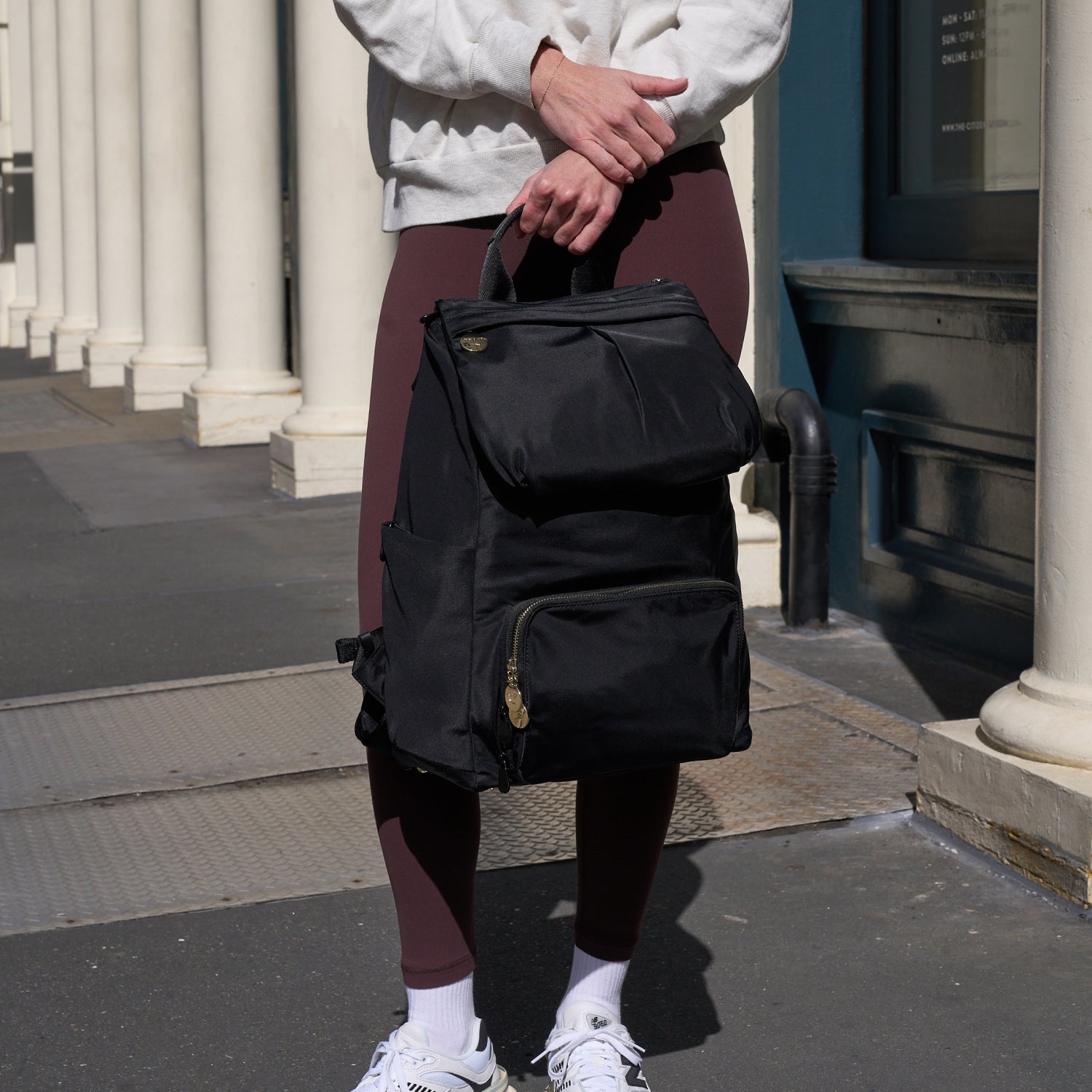Lo & Sons Melrose Rucksack Backpack - Nylon - Black/Gold/Azure