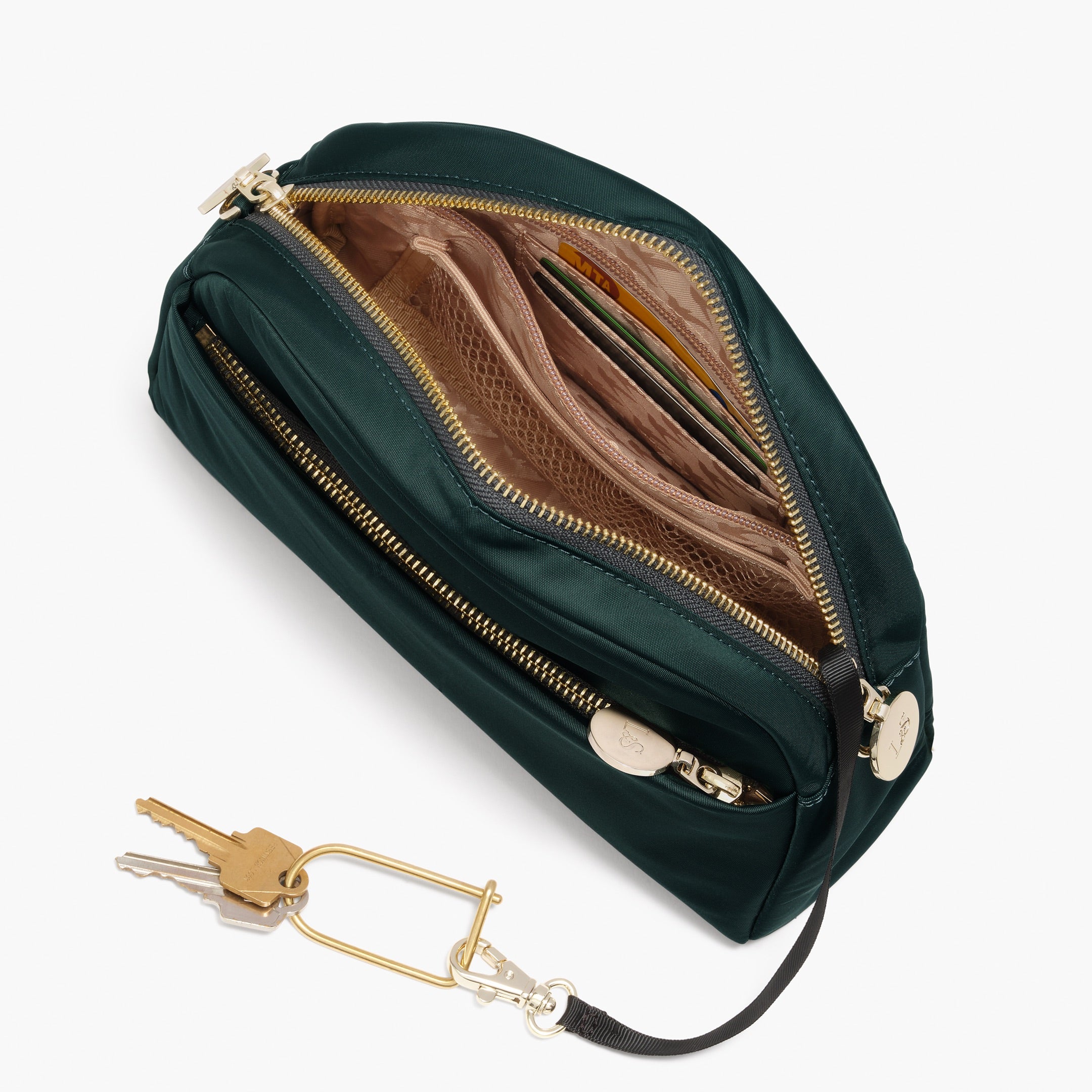 Interior Open with Key Fob - Nouvelle - Recycled Nylon - Dark Green - Crossbody Bags - Lo & Sons