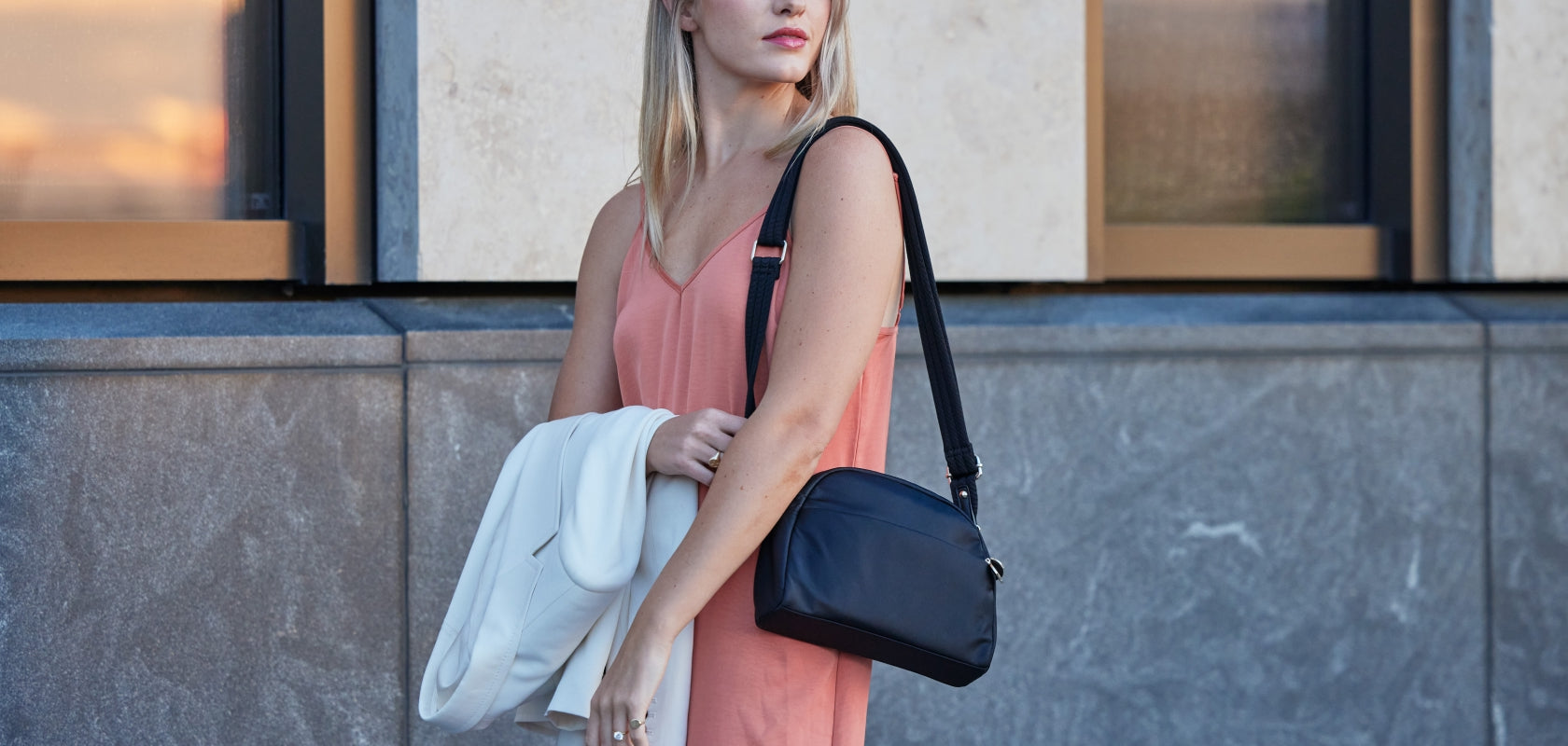 Lo & Sons Nouvelle Crossbody Bag - Nylon - Black / Gunmetal / Grey