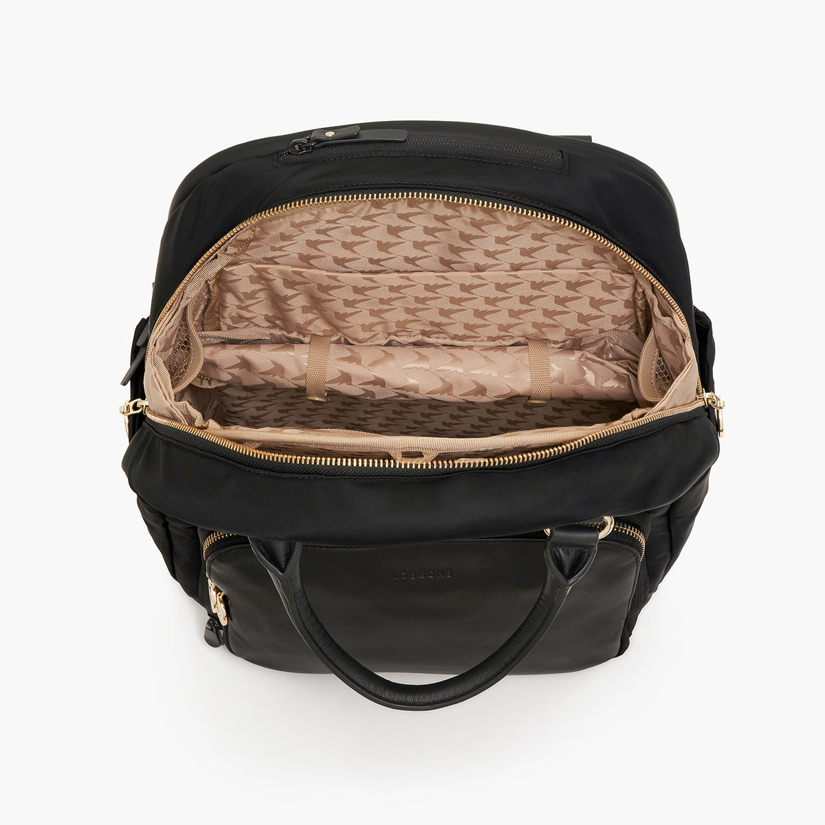 Rowledge 2 Womens Backpack - Black/Gold/Camel | Lo & Sons