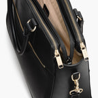 material closeup view of Trinity laptop tote in black