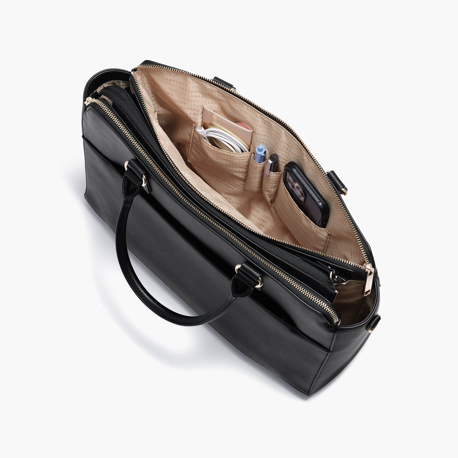 Trinity - Recycled Smooth Leather - Black / Gold / Camel