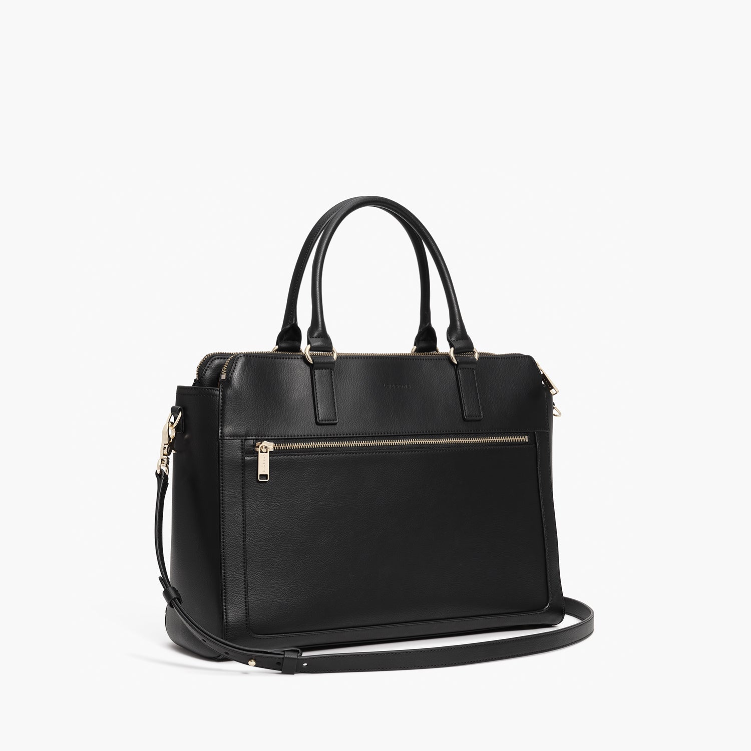 side view of Trinity laptop tote in black