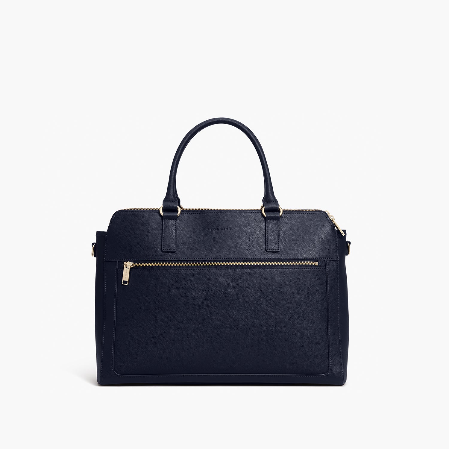 front view of Trinity laptop tote in deep navy