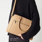 Trinity - Recycled Saffiano Leather - Dark Tan / Gold / Camel