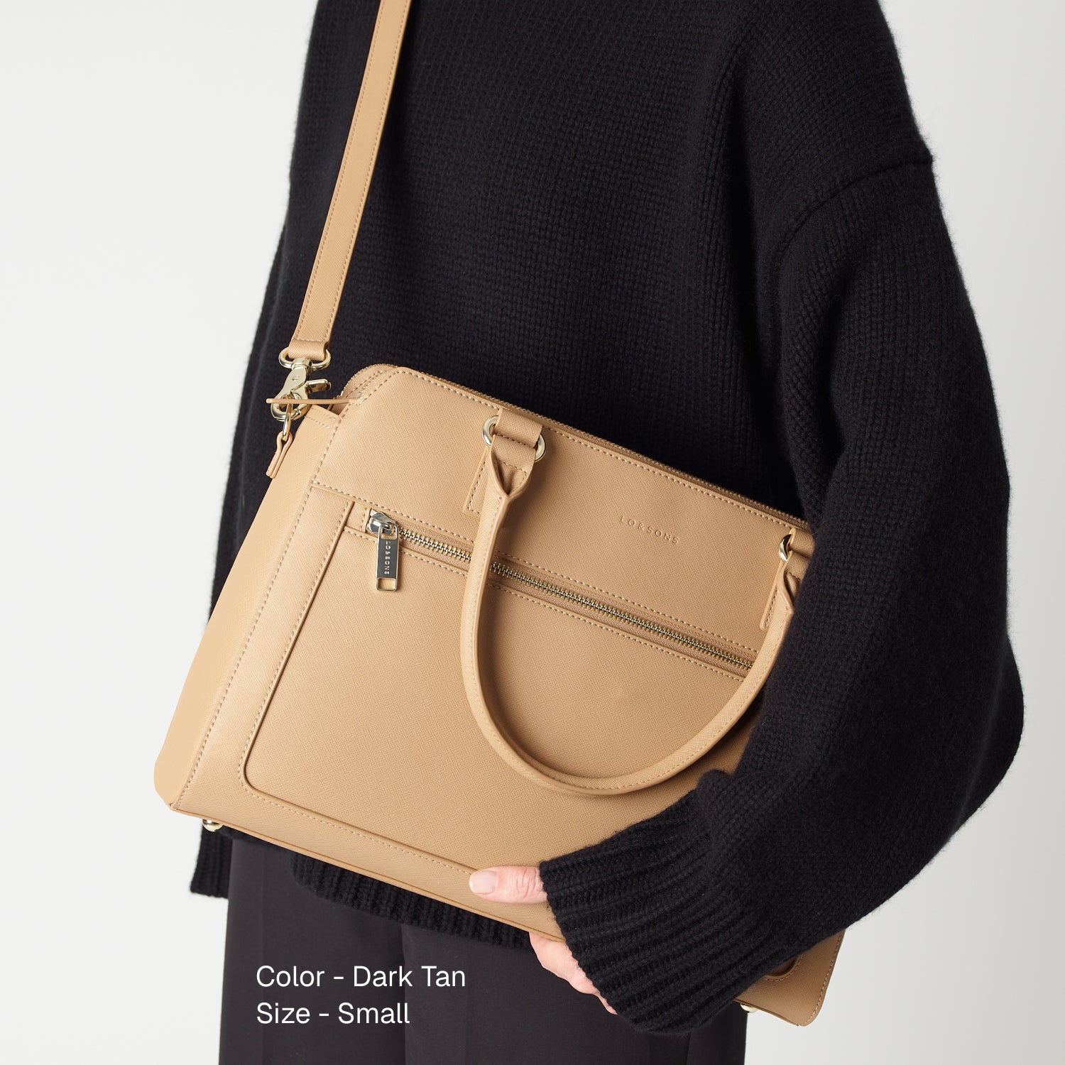 Trinity - Recycled Saffiano Leather - Dark Tan / Gold / Camel