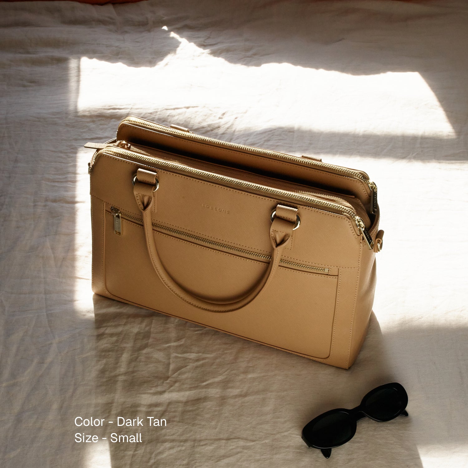 Trinity - Recycled Saffiano Leather - Dark Tan / Gold / Camel