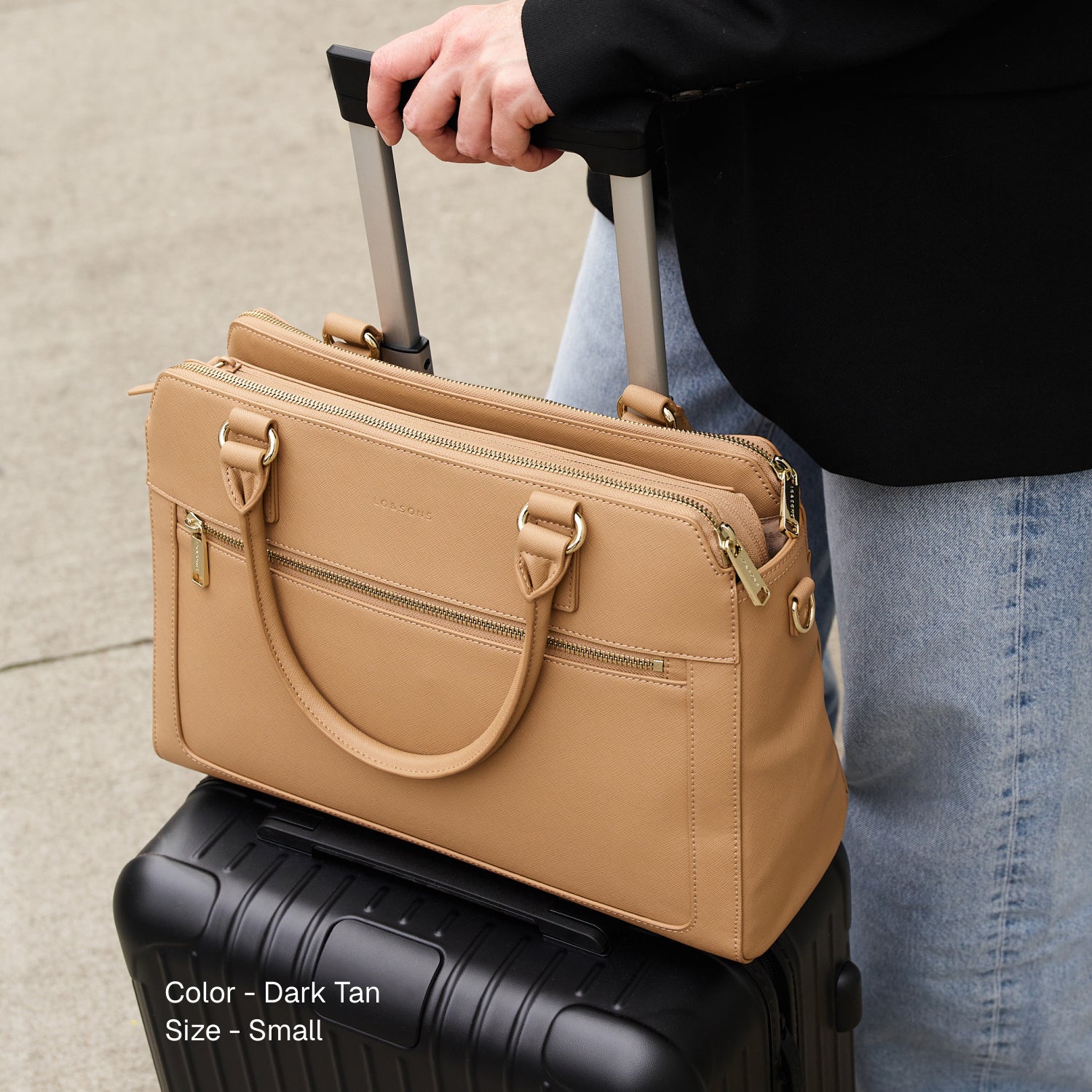 Trinity - Recycled Saffiano Leather - Dark Tan / Gold / Camel