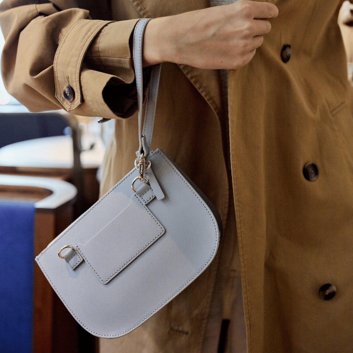 Waverley 2 Large - Saffiano Leather - Light Grey / Gold / Grey