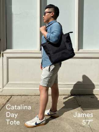 Catalina Day Tote - James is 5’7”