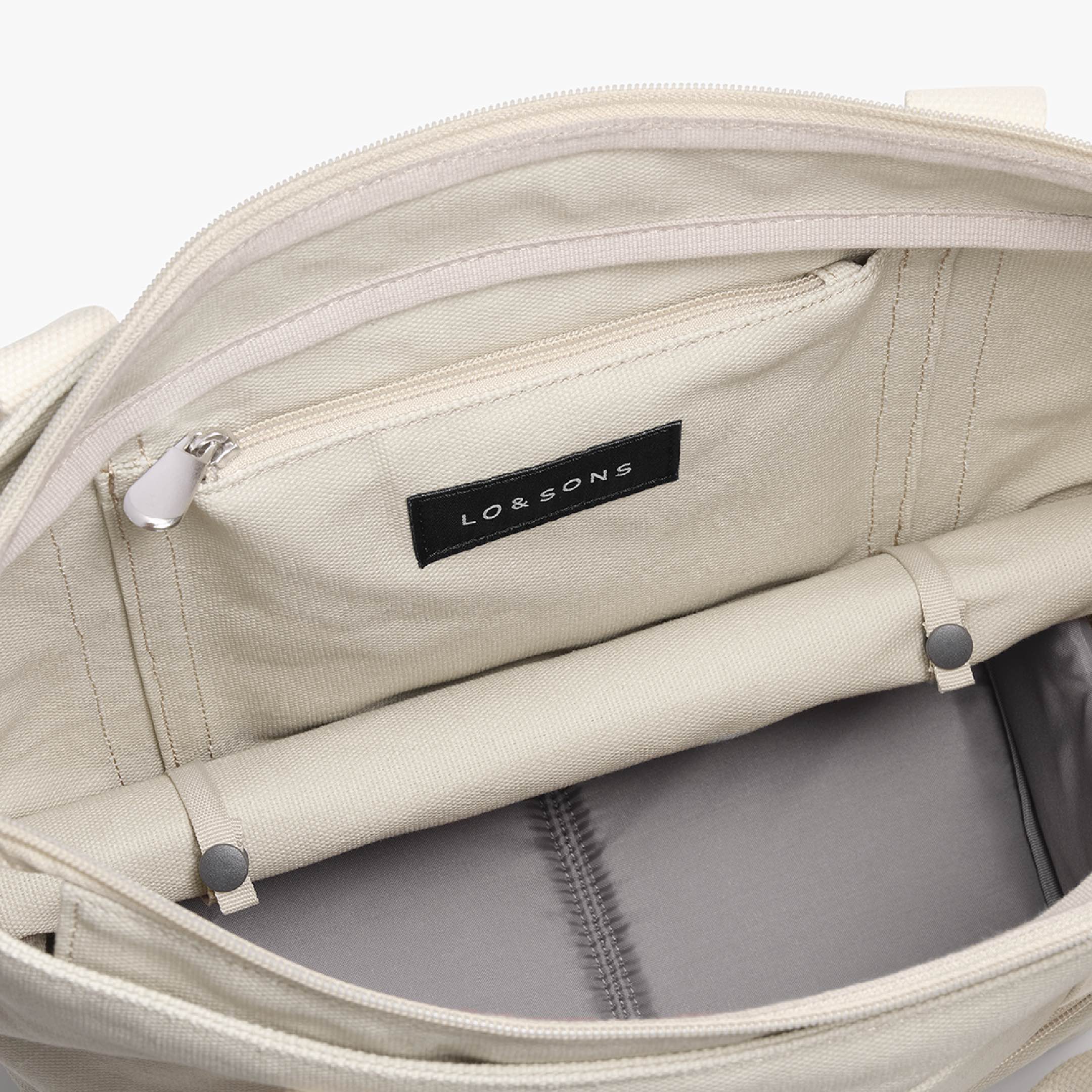 Expandable Compartment - Catalina Day Tote - Eco Friendly Canvas - Dove Grey - Tote - Lo & Sons
