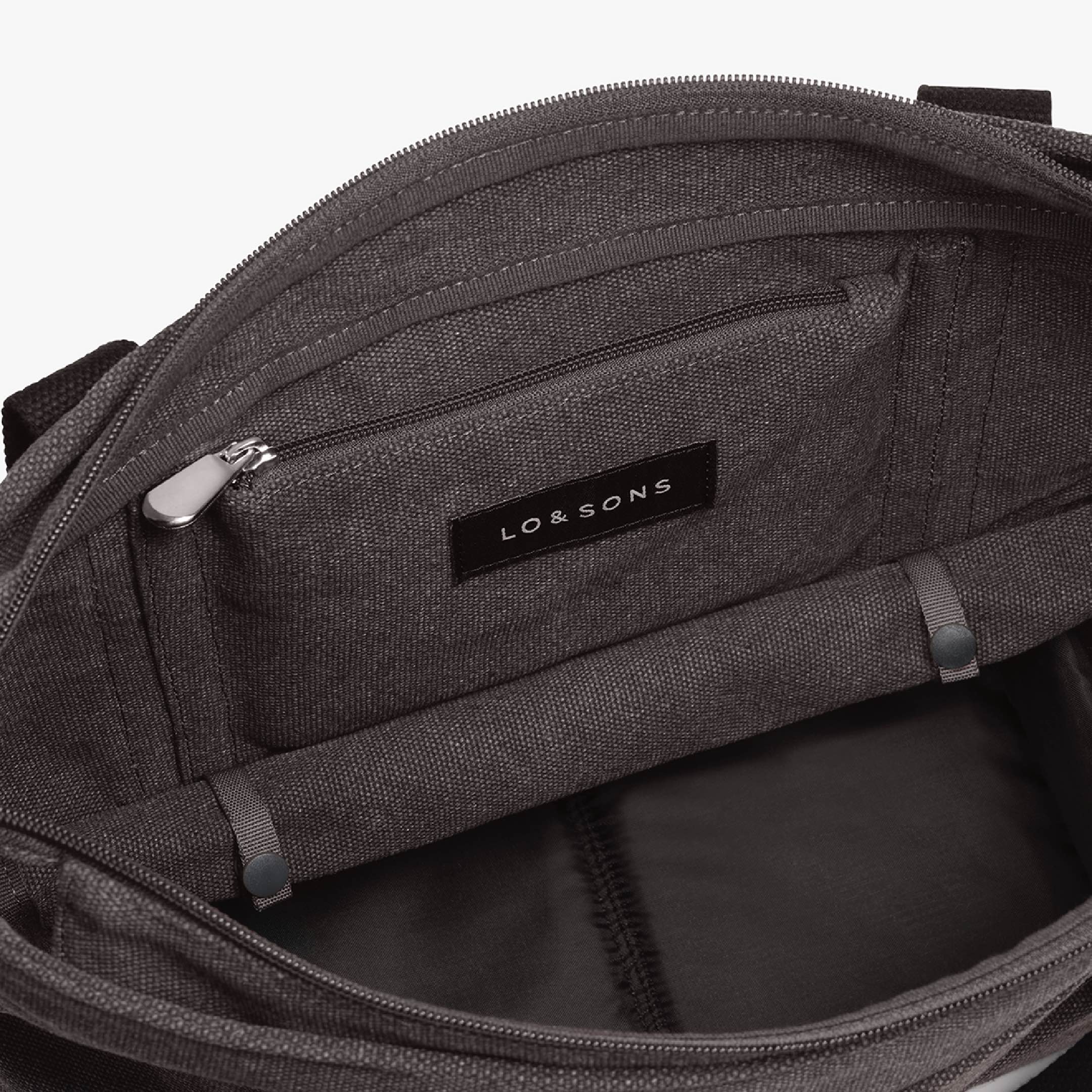 Expandable Compartment - Catalina Day Tote - Eco Friendly Canvas - Midnight Ash - Tote - Lo & Sons